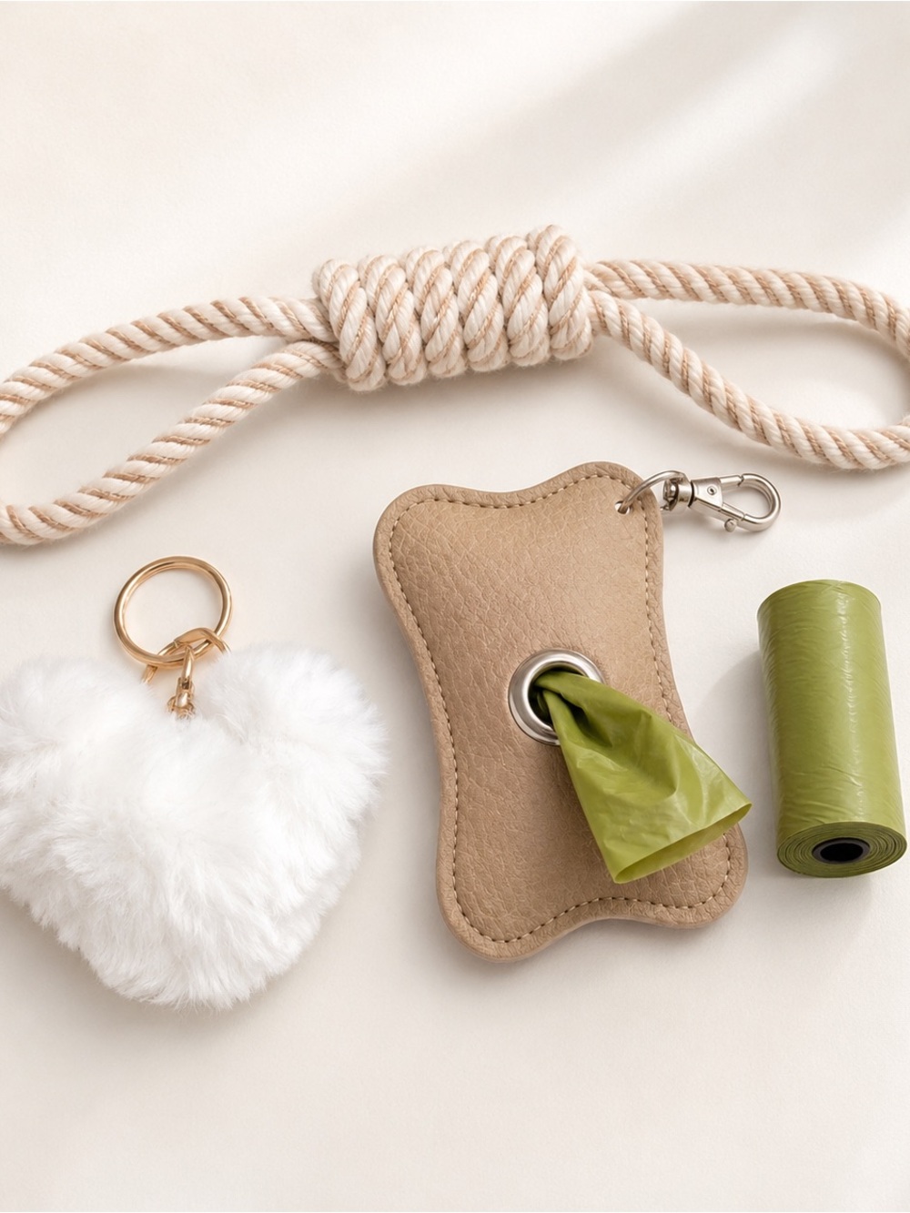 Dog Walk Essentials Mini Bundle | Poop Bag Holder, Rope Toy & Keychain